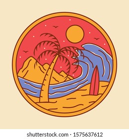 simple beach badge logo design illustration