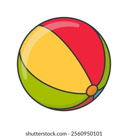 Simple beach ball vector illustration, beach ball vector in flat-line art style perfect for sport project needed isolated on a white background