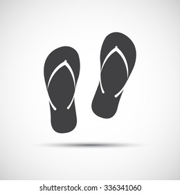 Simple beach flip flops icon, vector illustration isolated on white background