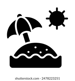 Simple Beach glyph icon. The icon can be used for websites, print templates, presentation templates, illustrations, etc