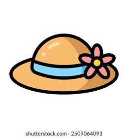 Einfache Beach Hat bunte Symbol. Das Symbol kann für Websites, Druckvorlagen, Präsentationsvorlagen, Illustrationen usw. verwendet werden