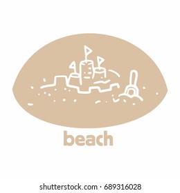 Simple beach illustration image sand castle