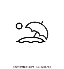 Simple beach line icon. Stroke pictogram. Vector illustration isolated on a white background. Premium quality symbol. Vector sign for mobile app and web sites.