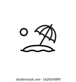 Simple beach line icon. Stroke pictogram. Vector illustration isolated on a white background. Premium quality symbol. Vector sign for mobile app and web sites.