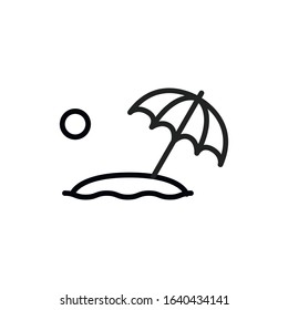 Simple beach line icon. Stroke pictogram. Vector illustration isolated on a white background. Premium quality symbol. Vector sign for mobile app and web sites.