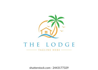 Simple beach logo template vector. travel and holidays logo vector.