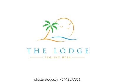 Simple beach logo template vector. travel and holidays logo vector.