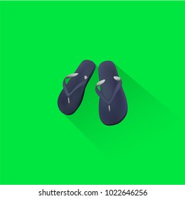 Simple Beach Slipper Icon On Green Background, Vector, Illustration, Eps File