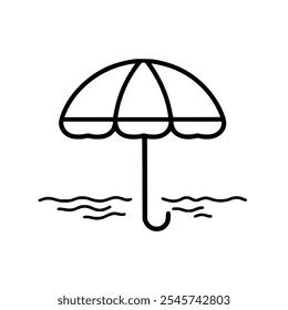 Simple beach umbrella over water icon, perfect for summer and vacation themes