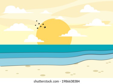Simple beach view background illustration