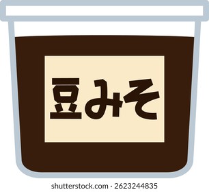 Um simples ícone de bean miso.
Os personagens na ilustração são japoneses.
Significa missô.
