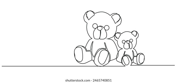 simple bear doll toy with a heart childish hand drawn with continuous lines art for special moment like children's day, valentines' day, wallpaper, pattern, banner, label, texture vector design.