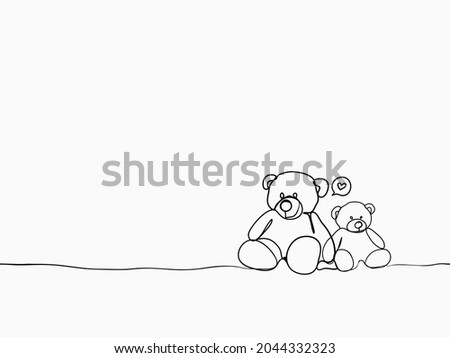 simple bear doll toy with a heart childish hand drawn  with continuous lines art for special moment like children's day, valentines' day, wallpaper, pattern, banner, label, texture vector design