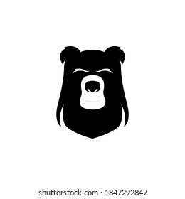 Simple bear head logo in silhouette vector