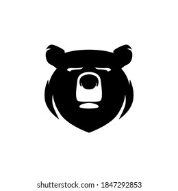 Simple bear head logo in silhouette vector