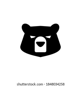 Simple bear head logo in silhouette vector