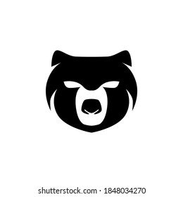 Simple bear head logo in silhouette vector