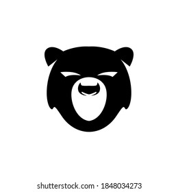 Simple bear head logo in silhouette vector