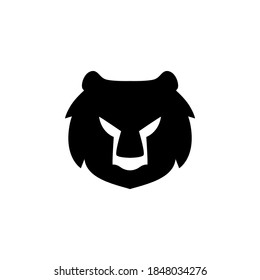Simple bear head logo in silhouette vector