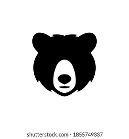 Simple bear head logo in silhouette vector