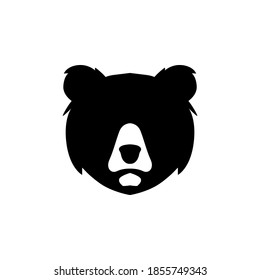 Simple bear head logo in silhouette vector