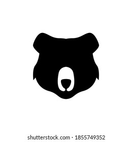 Simple bear head logo in silhouette vector