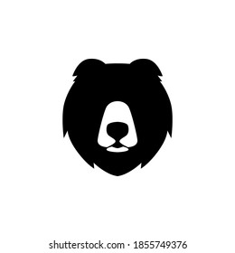 Simple bear head logo in silhouette vector
