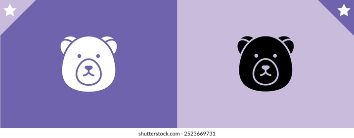 Simple bear head logo in silhouette vector