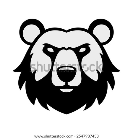 Simple bear head logo in silhouette vector