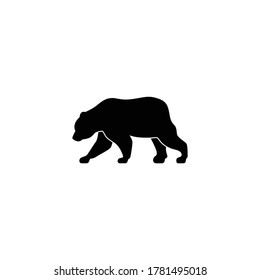 Simple bear icon or logo on white background, danger wild animal concept.