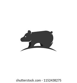 simple bear logo icon on the hill silhouette style illustration