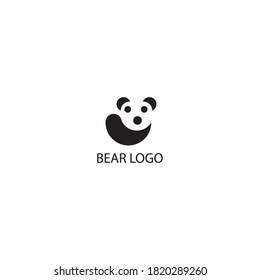 simple bear logo illustration. black white circular vector design