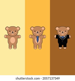 A Simple Bear Mini Flat Design Using Nothing, Tie and Suit