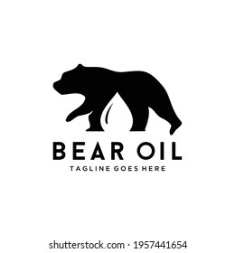 Simple Bear with negative space oil drops under his belly.	