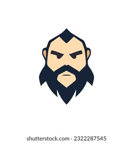 simple bearded man gaming sport logo vector illustration template design