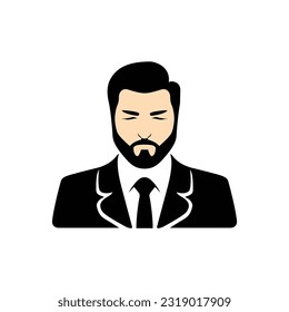simple bearded man professional app start up logo vector illustration template design