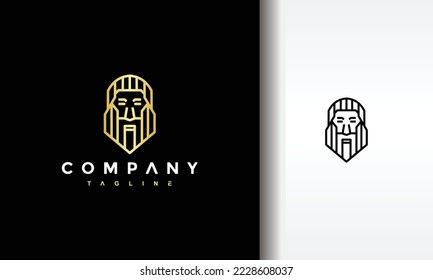 simple bearded person line logo	