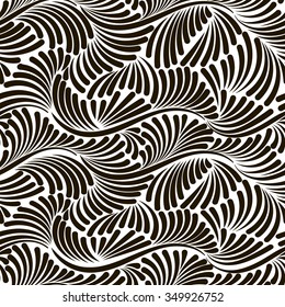 Exotic Leaves Seamless Pattern Black White Stock Vector (Royalty Free ...