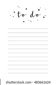 Simple and beautiful To Do list vector template. Printable To Do list design, ready to use. Monochrome typographical schedule design A4 format.