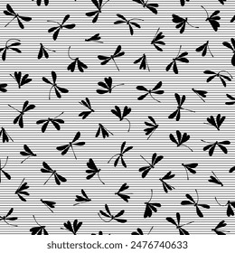 Simple and beautiful dragonfly seamless pattern,