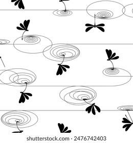 Simple and beautiful dragonfly and water pattern,