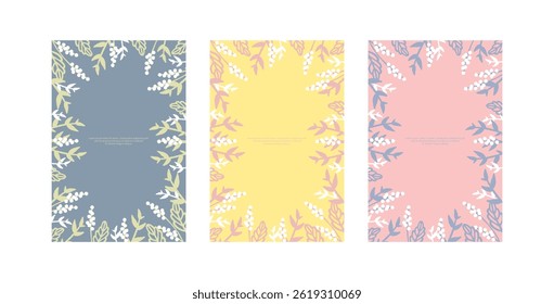Einfache schöne Blumenrahmen Hintergrund in rosa gelb blau Pastellfarbe mit Leerraum für Druckkarten Poster Einladung Seite Notizbuch Layout Vorlage