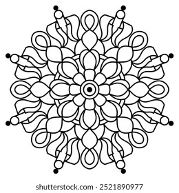 Diseño floral simple y hermoso del mandala con las líneas limpias para colorear el libro, el tatuaje y el diseño de la henna, diseño del mandala para el libro de colorear de los adultos y de los niños
