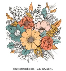 simple beautiful Flower bouquet coloring