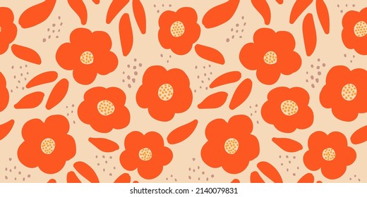 Simple Beautiful Flower Pattern Silhouettes Flowering Stock Vector ...