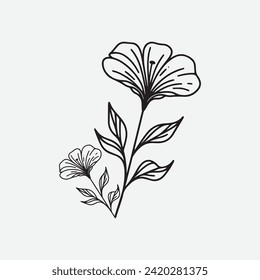 A simple beautiful flowers outline