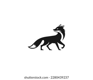 Simple Beautiful Fox And Wolf Silhouette Animal Logo Design Template Vector.