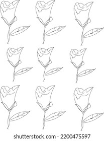 A Simple and Beautiful Group of Flowers Line Art Design