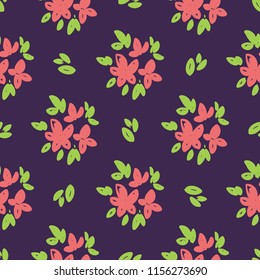 Simple beautiful hand-drawn flowers. Vector seamless pattern.