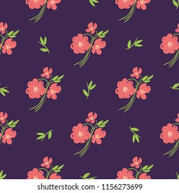 Simple beautiful hand-drawn flowers. Vector seamless pattern.